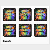 Sticker Carré Prénom "PAULA", Amusant "HEUREUX ANNIVERSAIRE" (Feuille)