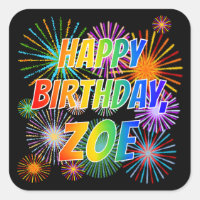 Prénom "ZOE", amusant "HEUREUX ANNIVERSAIRE"