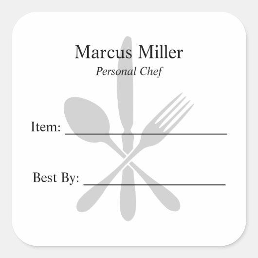 Sticker Carré Préparation Du Repas Chef Personnel Écrire Sur Le  (Devant)