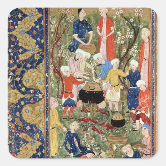 Sticker Carré Préparation d'un repas (Devant)