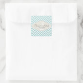 Sticker Carré Preppy Chevron Stripe Modern Monogramme Nom (Sac)