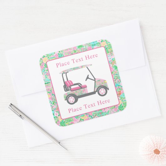 Sticker Carré Preppy Palm Beach Golf Cart (Enveloppe)