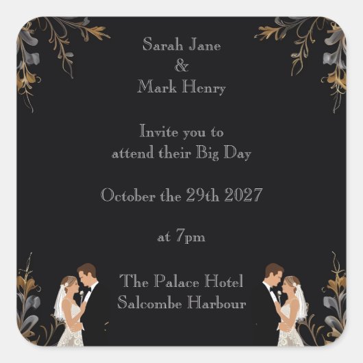 Sticker Carré Présentation du Mariage d'invitation que vous pouv (Devant)