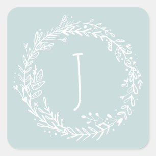 Sticker Carré Présentation du nom floral d'initiale de guirlande