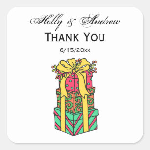 Sticker Carré Présentations de Noël enroulées empilées Noël