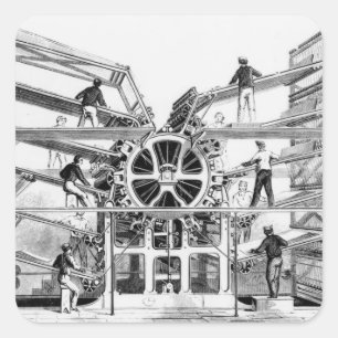 Sticker Carré Presse typographique de cylindre inventée par