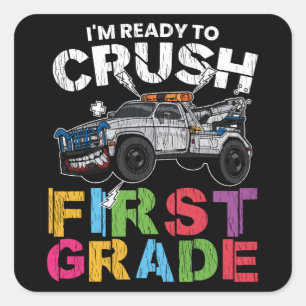 Sticker Carré Prêt à Écraser le Camion Tout-Terrain de l'École P