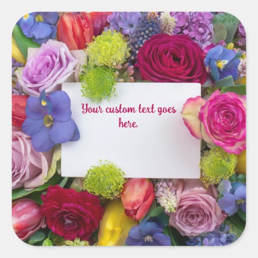 Sticker Carré Pretty Floral Framed Roses Text Box Custom (Devant)