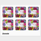 Sticker Carré Pretty Floral Framed Roses Text Box Custom (Feuille)