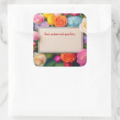 Sticker Carré Pretty Floral Framed Roses Tulips Hydrangea Custom (Sac)