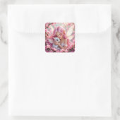 Sticker Carré Pretty Pink Elven Fairy & Dragon  (Sac)