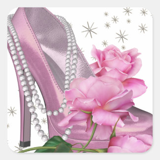 Sticker Carré Pretty pink Hi Heel Rose