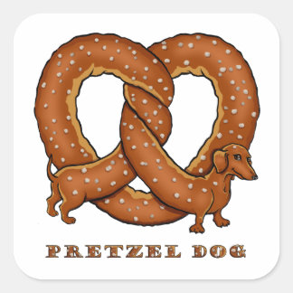 Sticker Carré Pretzel Dog Dachshund