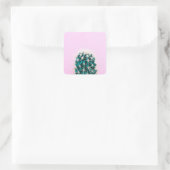 Sticker Carré Prickley Cactus sur rose (Sac)