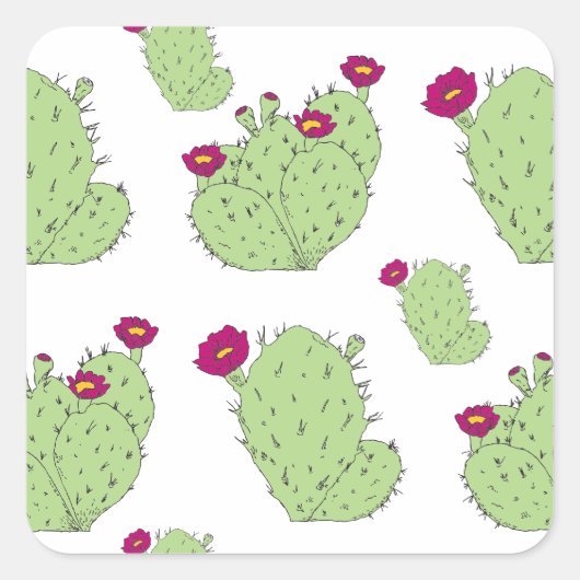 Sticker Carré Prickly Pear Motif Texas State Plante Cactus Love (Devant)