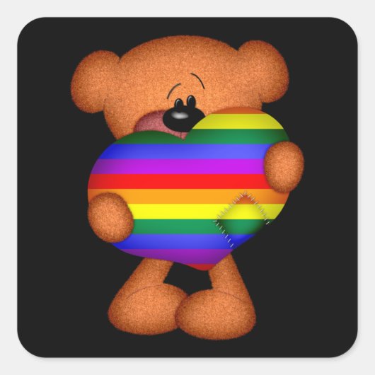 Sticker Carré Pride Coeur Teddy Ours (Devant)