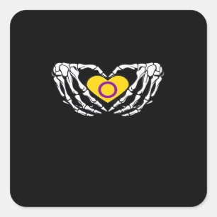 Sticker Carré Pride Intersex Skeleton Halloween Goth Heart Class