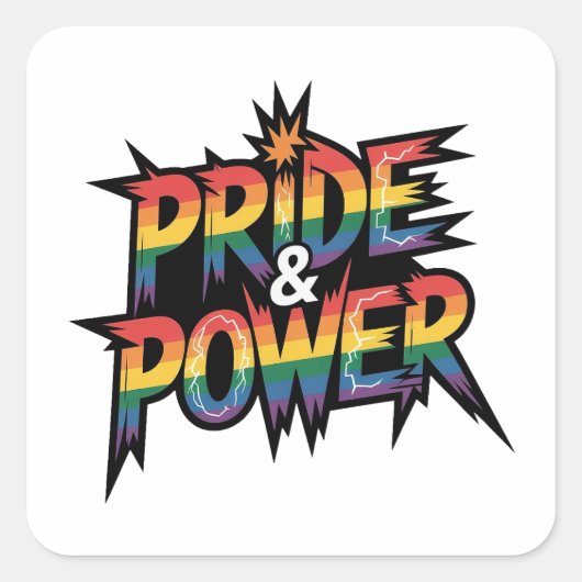 Sticker Carré Pride & Power LGBTQ (Devant)