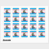 Sticker Carré Pride transgenre Flag with Rainbow Panda (Feuille)