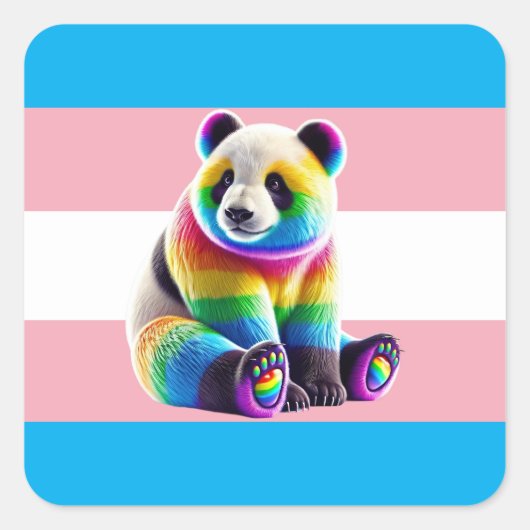 Sticker Carré Pride transgenre Flag with Rainbow Panda (Devant)