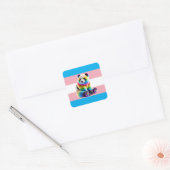Sticker Carré Pride transgenre Flag with Rainbow Panda (Enveloppe)