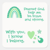 Sticker Carré Prière chrétienne pour les enfants Vert | (Devant)