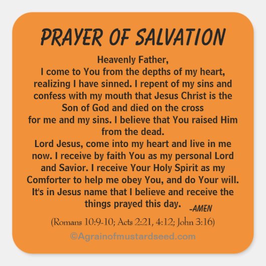 STICKER CARRÉ PRIÈRE DE SALUT (Devant)