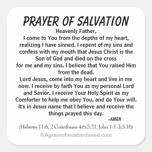 STICKER CARRÉ PRIÈRE DE SALUT (Devant)