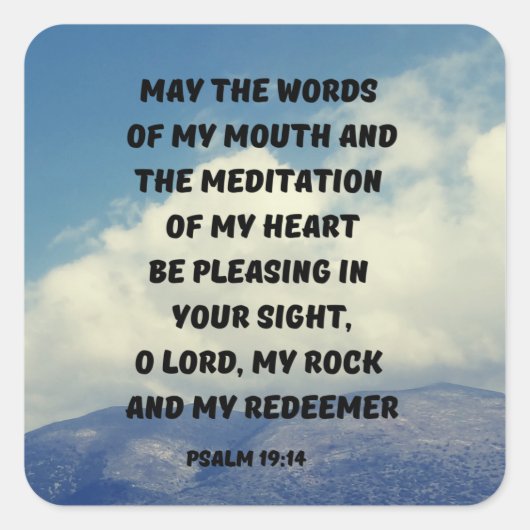 Sticker Carré Prière Pour Comprendre Le Psaume 19:14 Verse De La (Devant)