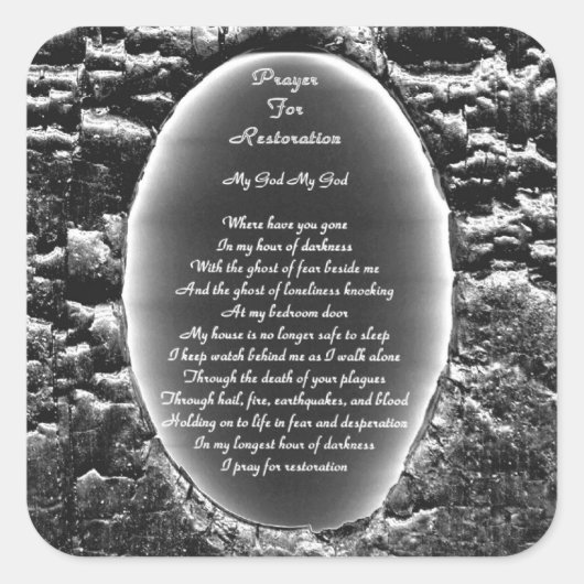 Sticker Carré Prière Pour La Restauration (Devant)