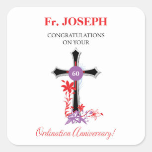 Sticker Carré Priest 60ème anniversaire de l'ordination Croix no