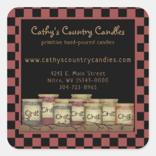 Sticker Carré Primitive Country Candles & Pip Berries