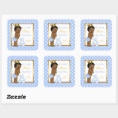 Sticker Carré Prince Bébé Shower Garçon Bleu Points Ethniques (Feuille)