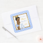 Sticker Carré Prince Bébé Shower Garçon Bleu Points Ethniques (Enveloppe)