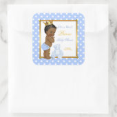 Sticker Carré Prince Bébé Shower Garçon Bleu Points Ethniques (Sac)