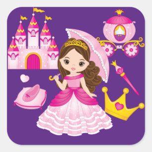 Sticker Carré Princess Castle Little Girls Queen Pourcentage