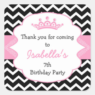 Sticker Carré Princess Crown Anniversaire fête en faveur autocol