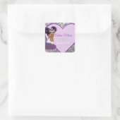 Sticker Carré Princesse Africaine de Coeur Violet (Sac)
