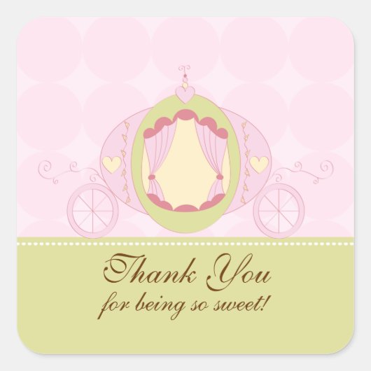 Sticker Carré princesse Anniversaire Merci (Devant)