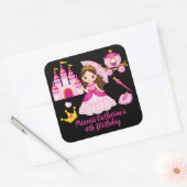 Sticker Carré Princesse Anniversaire Petites filles Nom personna (Enveloppe)