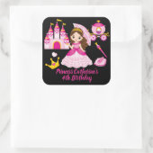 Sticker Carré Princesse Anniversaire Petites filles Nom personna (Sac)