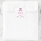 Sticker Carré Princesse Anniversaire rose et violet (Sac)