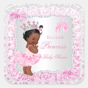 Sticker Carré Princesse Baby shower fille rose Ballerina Ethniqu