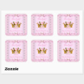 Sticker Carré Princesse Baby shower Rose Rose Lace Bow (Feuille)