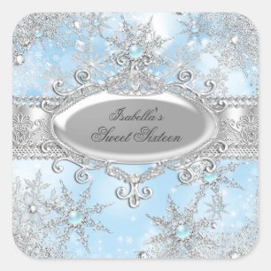 Sticker Carré Princesse Bleu Glacé Hiver Merveilleux Douze ans A