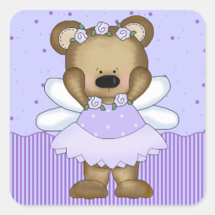 Sticker Carré Princesse bleue de fée d'ours de nounours