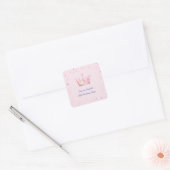 Sticker Carré Princesse Crown Pastel Pink Petite fille Anniversa (Enveloppe)