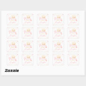 Sticker Carré Princesse Crown Rose Petite fille Anniversaire (Feuille)