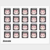 Sticker Carré Princesse Féline Design Rose Mignon (Feuille)