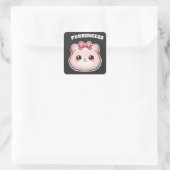 Sticker Carré Princesse Féline Design Rose Mignon (Sac)